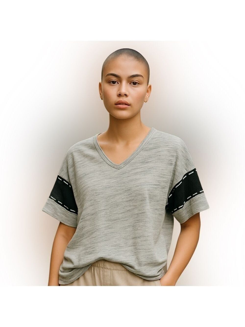 Pink Victoria's Secret Gray Black Crop Top V-Neck XS